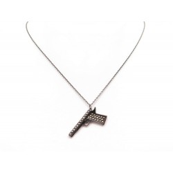 NEUF COLLIER ZADIG & VOLTAIRE GUN SAUTOIR EN ARGENT MARCASSITES PISTOLET 165€