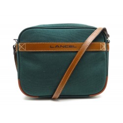 NEUF SAC LANCEL TOILE VERT & CUIR BANDOULIERE 