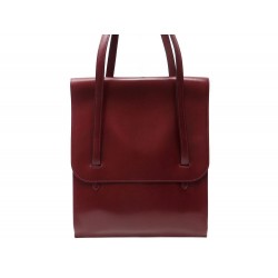 VINTAGE SAC A MAIN HERMES EN CUIR BOX ROUGE BORDEAUX BURGUNDY LEATHER HAND BAG