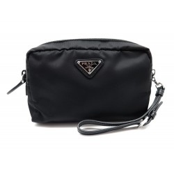 NEUF TROUSSE DE MAQUILLAGE PRADA TOILE NOIR POCHETTE SAC MAIN CANVAS CLUTCH 270€