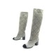 BOTTES CHANEL VEAU VELOURS MATELASSE GRIS 37 