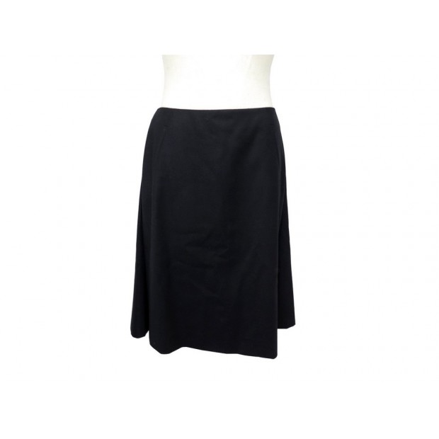 NEUF JUPE HERMES TRAPEZE T 40 M EN LAINE & CACHEMIRE NOIR BLACK WOOL SKIRT 1700€