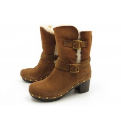 NEUF CHAUSSURES UGG BREA 1013596 BOTTINES FOURREES 38 DAIM MARRON BOOTS 350€