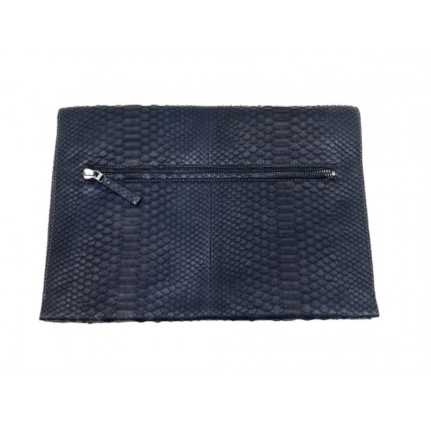 NEUF POCHETTE LANVIN ENVELOPPE POUR ORDINATEUR CUIR PYTHON BLEU POCKET PC 900€