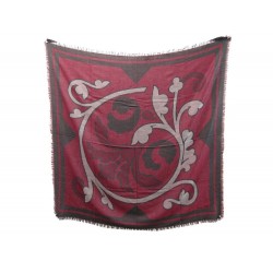 CHALE CHRISTIAN DIOR FOULARD CARRE 140 EN LAINE VIERGE BORDEAUX WOOL SHAWL 550€