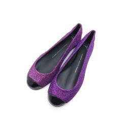 NEUF CHAUSSURES GIUSEPPE ZANOTTI BALLERINES 37.5 CUIR VIOLET BALLET SHOES 340€