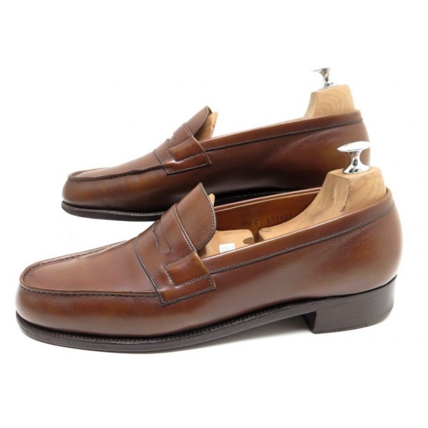 CHAUSSURES JM WESTON MOCASSINS 180 7.5C 41.5 EN CUIR MARRON LOAFERS SHOES 575