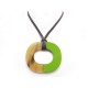 NEUF COLLIER HERMES ISTHME EN LAQUE & CORNE DE BUFFLE VERT BEIGE NECKLACE 295€