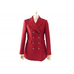 NEUF MANTEAU BURBERRY BRIT DAMSON M 40 CABAN EN LAINE ROUGE VESTE RED COAT 1095€