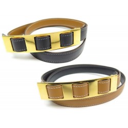 CEINTURE HERMES T80 20MM CUIR REVERSIBLE GRIS & GOLD + BOUCLE DOREE BELT 500€