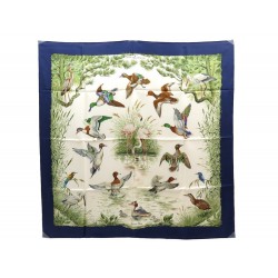 FOULARD HERMES HALTE EN CAMARGUE ROBERT DALLET CARRE SOIE BLEU SILK SCARF 350€