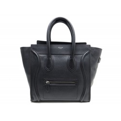 SAC A MAIN CELINE LUGGAGE MINI CABAS EN CUIR NOIR LEATHER HAND BAG PURSE 2400 