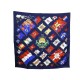 NEUF FOULARD HERMES PAVOIS EN SOIE BLEU MARINE CARRE 90 CM SILK SCARF BLUE 350€