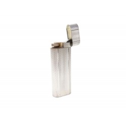 BRIQUET CARTIER OVALE EN METAL ARGENTE CHEVRON A GAZ SILVERED STEEL LIGHTER 890€