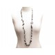 COLLIER CHANEL SAUTOIR EN METAL & PERLES NOIRE 2010 BIJOU + SAC NECKLACE 1480€