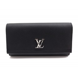 NEUF PORTEFEUILLE LOUIS VUITTON LOCKME II M62329 CUIR NOIR WALLET BILLFOLD 750€