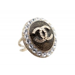 NEUF BAGUE CHANEL METAL DORE ET STRASS + BOITE