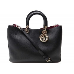 NEUF SAC A MAIN DIOR DIORISSIMO LARGE GM CABAS BANDOULIERE CUIR NOIR PURSE 3700€