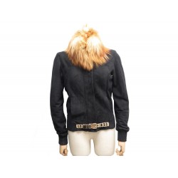 BLOUSON GUCCI 40 IT 36 S CUIR PEAU LAINEE COL EN FOURRURE RENARD MANTEAU 2650€