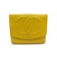 PORTEFEUILLE CHANEL PORTE MONNAIE CARTE CUIR CAVIAR JAUNE WALLET BILLFOLD