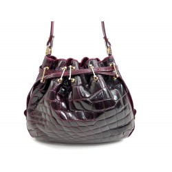 VINTAGE SAC A MAIN CELINA EN CUIR DE CROCODILE BORDEAUX 32 CM HAND BAG PURSE