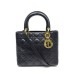 SAC A MAIN CHRISTIAN DIOR LADY MOYEN 24CM EN CUIR CANNAGE NOIR BANDOULIERE 3200€