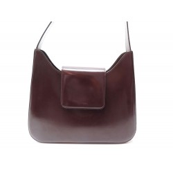 SAC A MAIN LANCEL 30 CM EN CUIR GLACE MARRON BROWN LEATHER HAND BAG PURSE 650€