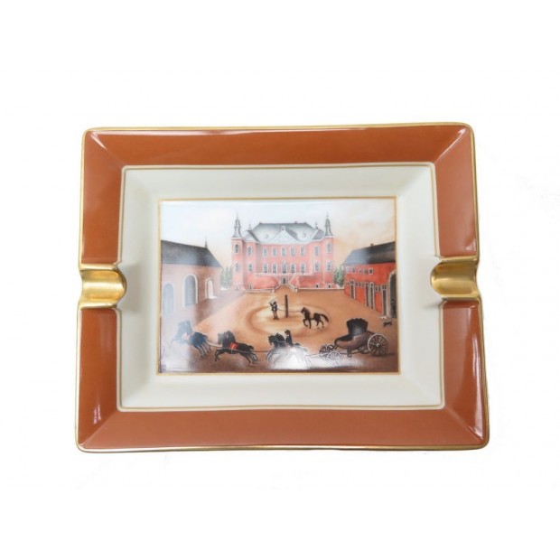 CENDRIER HERMES VIDE POCHE EN PORCELAINE CHATEAU CHEVAUX DRESSAGE ASHTRAY 510€