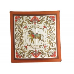 FOULARD HERMES CHEVAL TURC VAUZELLES CARRE 90 CM EN SOIE MARRON SILK SCARF 350€