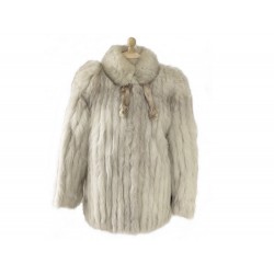 MANTEAU COURT SAGA FOX T 40 M EN FOURRURE DE RENARD BLANC WHITE FOX FUR COAT