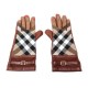 NEUF GANTS BURBERRY 8 EN CUIR ET TOILE TARTAN FEMME CANVAS LEATHER GLOVES 295€