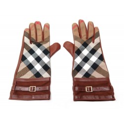 NEUF PAIRE DE GANT BURBERRY CUIR TARTAN 8 