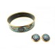 BRACELET + BOUCLES D'OREILLES MICHAELA FREY CHEVAL AILE EN EMAIL BLEU EARRINGS