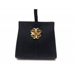 NEUF VINTAGE SAC A MAIN YVES SAINT LAURENT POCHETTE EN TOILE NOIR CLUTCH BAG