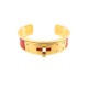 BRACELET HERMES KELLY EN METAL DORE ET CUIR VEAU RODEO ROUGE RED LEATHER 490€