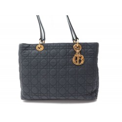 SAC A MAIN CHRISTIAN DIOR LADY CANNAGE CABAS 35 CM EN TOILE NOIR HAND BAG 1500€