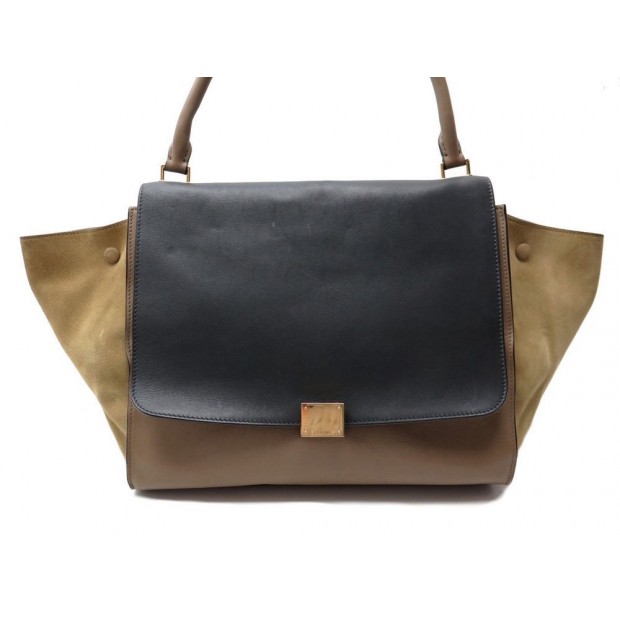 SAC A MAIN CELINE TRAPEZE LARGE CUIR ET DAIM 