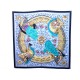 NEUF FOULARD HERMES CASQUES ET PLUMETS SOIE BLEU CARRE 90 SILK SCARF BLUE 350€