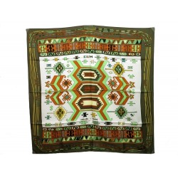 NEUF FOULARD HERMES KILIM EN SOIE KAKI CARRE 90 CM SILK SCARF DARK GREEN 350€