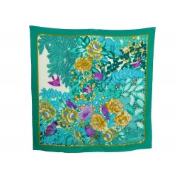 NEUF FOULARD CHRISTIAN DIOR OISEAUX DS ARBRE EN SOIE VERT CARRE 90 CM SCARF 345€