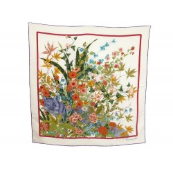 NEUF FOULARD CHRISTIAN DIOR RENARD & FLEURS SOIE BLANC CARRE 90 SILK SCARF 345€