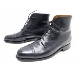 CHAUSSURES JM WESTON 8D 42 BOTTILLONS BOTTINES BOUT FLEURI CUIR NOIR BOOTS 855€