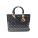 SAC A MAIN CHRISTIAN DIOR GRAND LADY DIOR EN CUIR CANNAGE NOIR BANDOULIERE 3600€