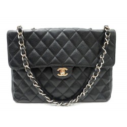 SAC A MAIN CHANEL 2.55 TIMELESS JUMBO GRAND CLASSIQUE CUIR NOIR CAVIAR BAG 5160€