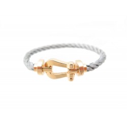 BRACELET FRED FORCE 10 MANILLE EN OR JAUNE 18K & CABLE EN ACIER 15 CM GOLD 1870€