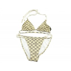 NEUF MAILLOT DE BAIN LOUIS VUITTON DAMIER AZUR TAILLE 38 M BEIGE SWIMSUIT 390€