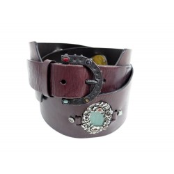 CEINTURE VALENTINO GARAVANI FEMME T 90 EN CUIR MARRON ET PIERRES BELT 180€