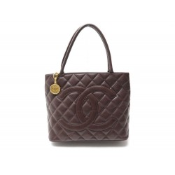 SAC A MAIN CHANEL CABAS SHOPPING MEDAILLON EN CUIR CAVIAR MARRON BAG PURSE 2140€