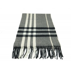 ECHARPE BURBERRY MOTIF CHECK GRIS EN CACHEMIRE GREY SCARF CASHMERE 395€