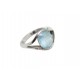 BAGUE MATY T 50 EN OR BLANC PIERRE TOPAZE BLEUE 3CT DIAMANTS DIAMONDS RING 950€